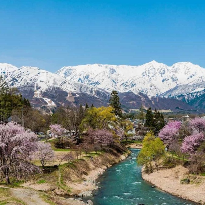 Scenery of Hakuba in early spring